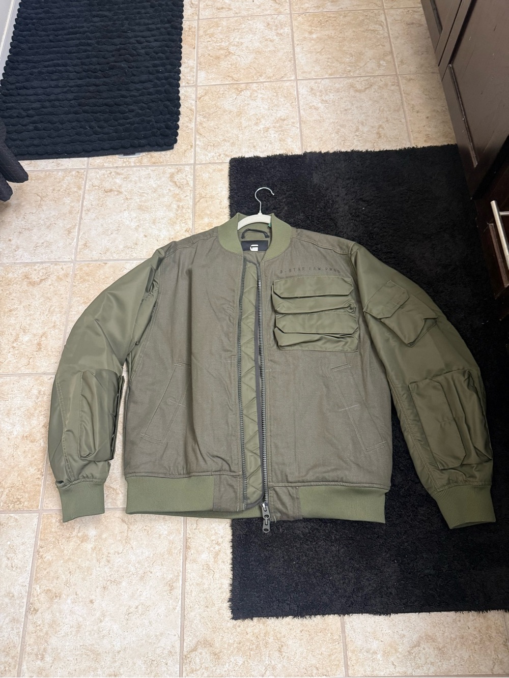 G-Star Olive Green Bomber Jacket with Utility Pockets